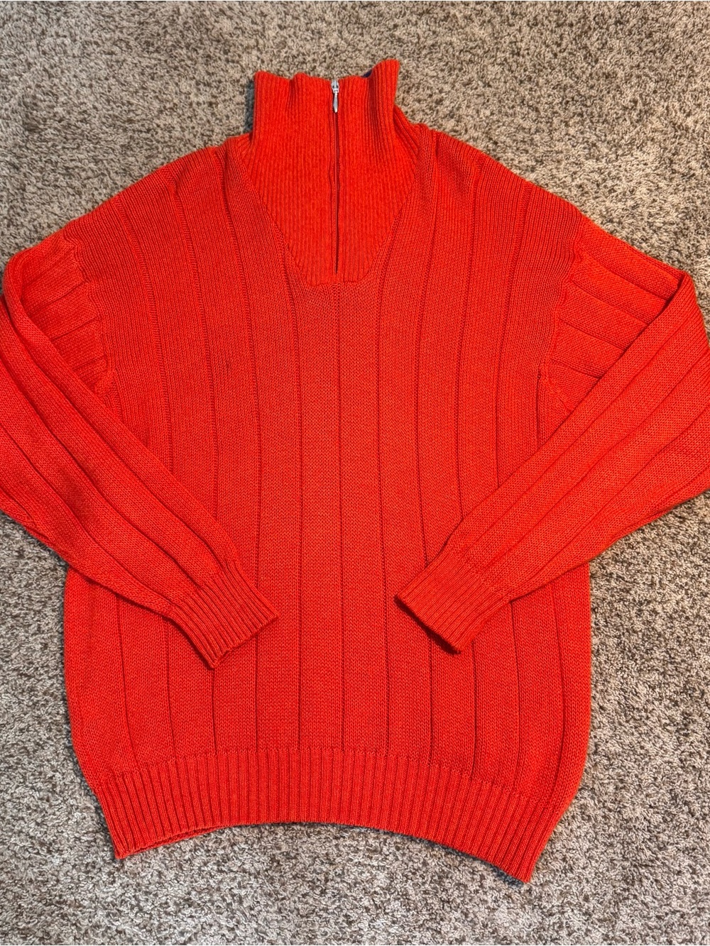 Bullock & Jones Poppy Quarter-Zip Ribbed Sweater - L